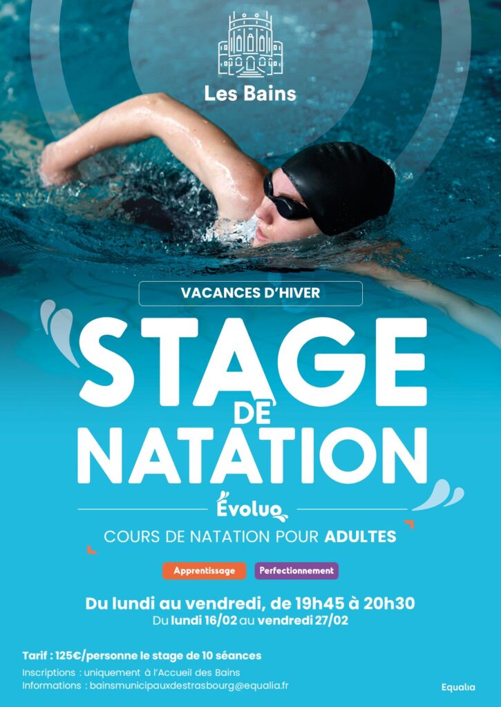 Stage natation adultes février 2026 bains strasbourg