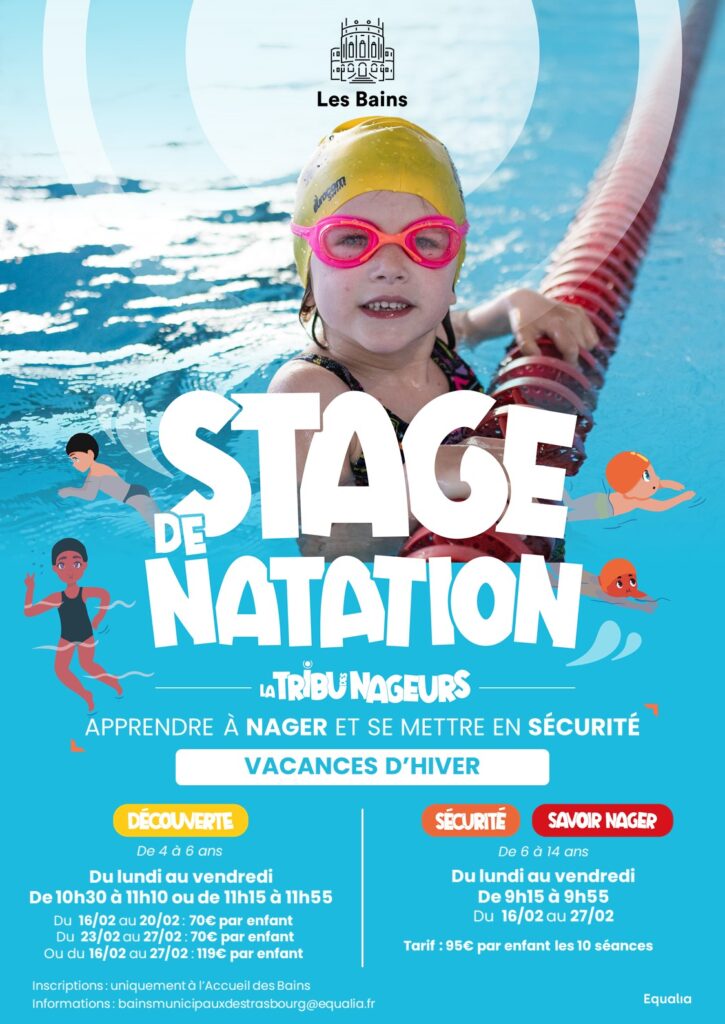 Stage natation enfant février 2026 bains municipaux strasbourg